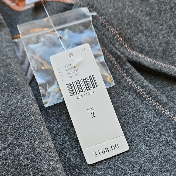 Anthropologie Dark Gray Pea Coat with Tan Accents 2 - Picture 7 of 15